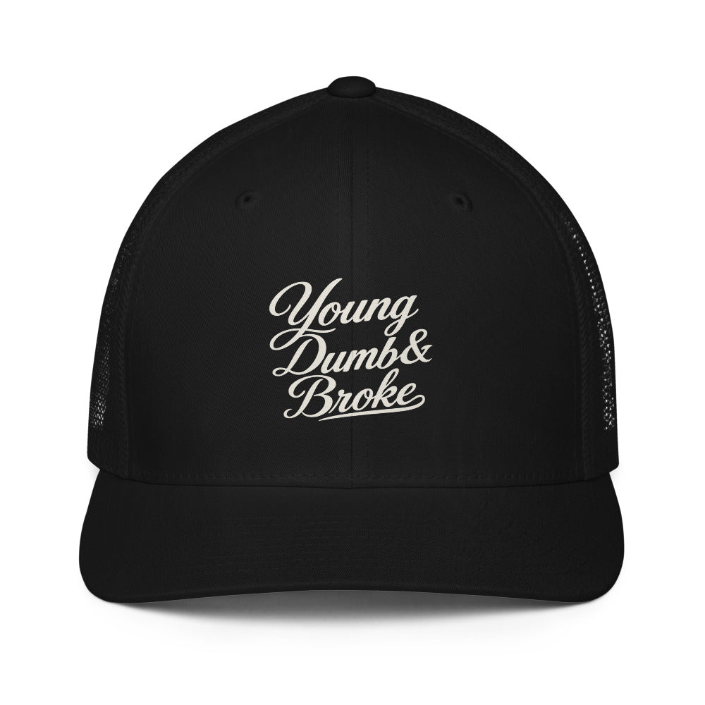 Young Dumb & Broke Closed-Back Trucker Cap – Black
